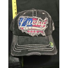 Lucky USA Ladies Hat Washed Black  eb-39191245